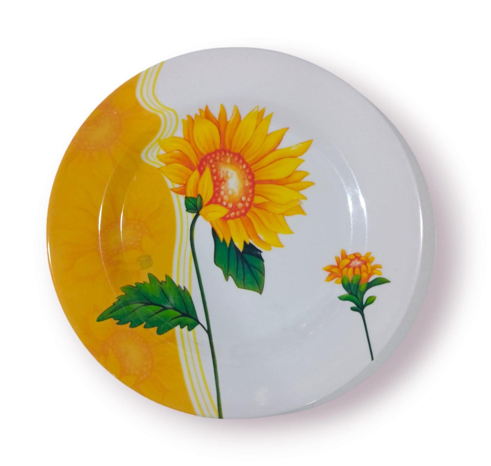 PLATO POSTRE MELAMINA DISEÑO GIRASOL 20CM