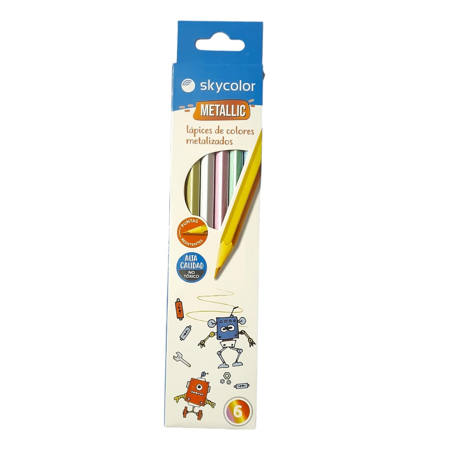 LAPICES DE COLORES METALIZADOS X 6 UNIDADES SKYCOLOR