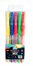 BIROMES DE TINTA GEL COLORES FLUO X 5 UNIDADES EZCO