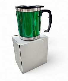TAZA/JARRITO TERMICO CON ASA Y TAPA EN CAJA